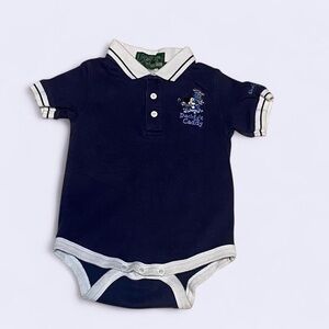 Vintage Disney Mickey Mouse Golf Navy Blue Baby Polo Onesie